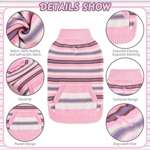 Bingpet Turtleneck Dog Sweater for Small Medium Large Dogs Boy or Girlwarm Knitted Pullover Pet Sweaterscolorful Striped Puppy Sweater with Cute Pocketgreat Gift for Pet in New Yearpinks  Cucciolini Doodles Bingpet turtleneck dog sweater for small medium large dogs boy or girlwarm knitted pullover pet sweaterscolorful striped puppy sweater with cute pocketgreat gift for pet in new yearpinks   cucciolini doodles
