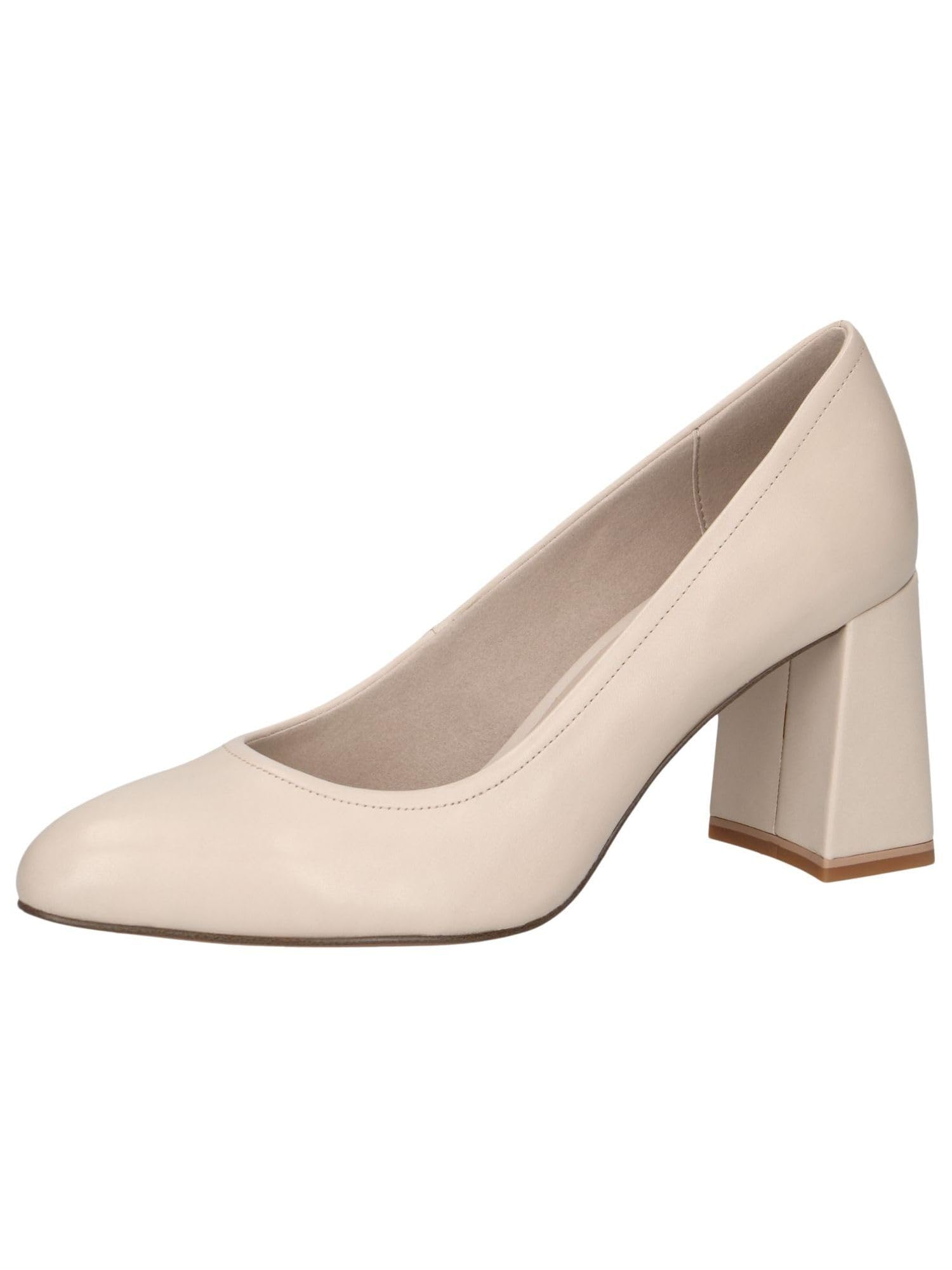 CAPRICE Women Pumps Leather Elegant, Cream (Offwhite Nappa), 3.5 UK