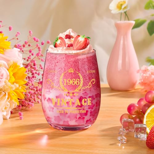 Tecanne 60th Birthday Gifts for Women, Vintage Style 15oz Stemlesss Wine Glass, Birthday Glasses Wine Accessories for Wine Lovers, Retirement Gifts for 60 Year Old Woman - Image 6