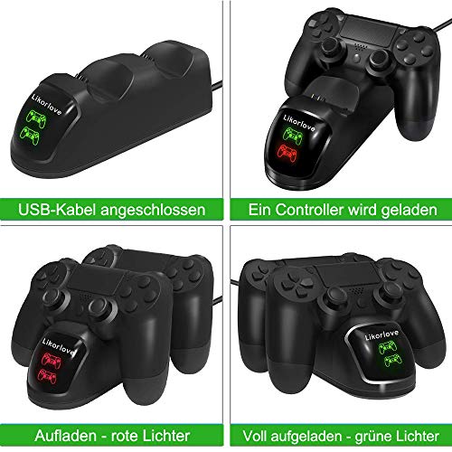 PS4 Controller-oplader, Likorlove Docking-opladerstandaard met USB-kabel en LED voor Sony Playstation 4 / PS4 Slim / PS4… - Image 5