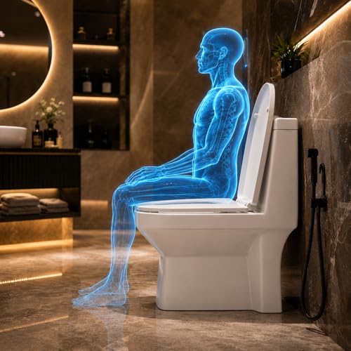 Image of KrissKross One-Piece Ceramic Western Toilet, P-Trap Soft-Close Seat Cover, Wash down flush, Rimless Hygienic Design, Compact Elongated Bowl, Floor-Mounted, White