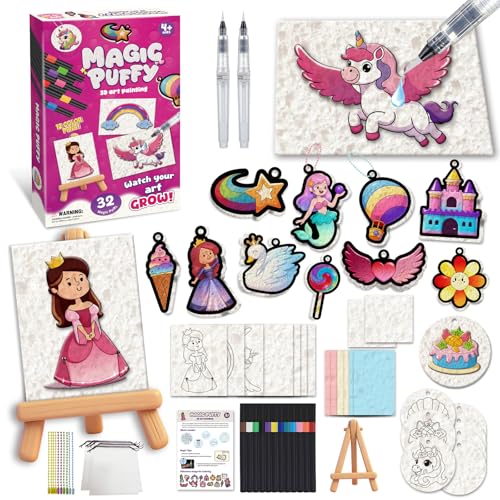 Artnedu 32PCS-Magic Puffy Paint Kit,Princess & Unicorn,3D Art Kit,Mess-Free Paint by Number Craft for Kids, Kids Crafts,Birthday Christmas for Girls & Boys Ages 4, 5, 6, 7, 8, 9, 10 - Image 6