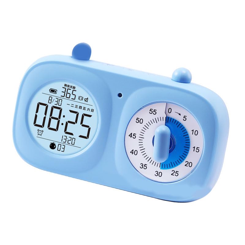 Chrees Minuteur visuel 2 en 1 avec double écran, fonction horloge et minuterie, lumineuse, facile à utiliser pour la maison, le dortoir