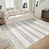 8x10 Area Rugs for Living Room Bedroom: Large Machine Washable Rug with Non-Slip Backing Non Shedding Stain Resistant, Soft Geometric Moroccan Carpet for Dining Room Nursery Home Office - Brown/Gray