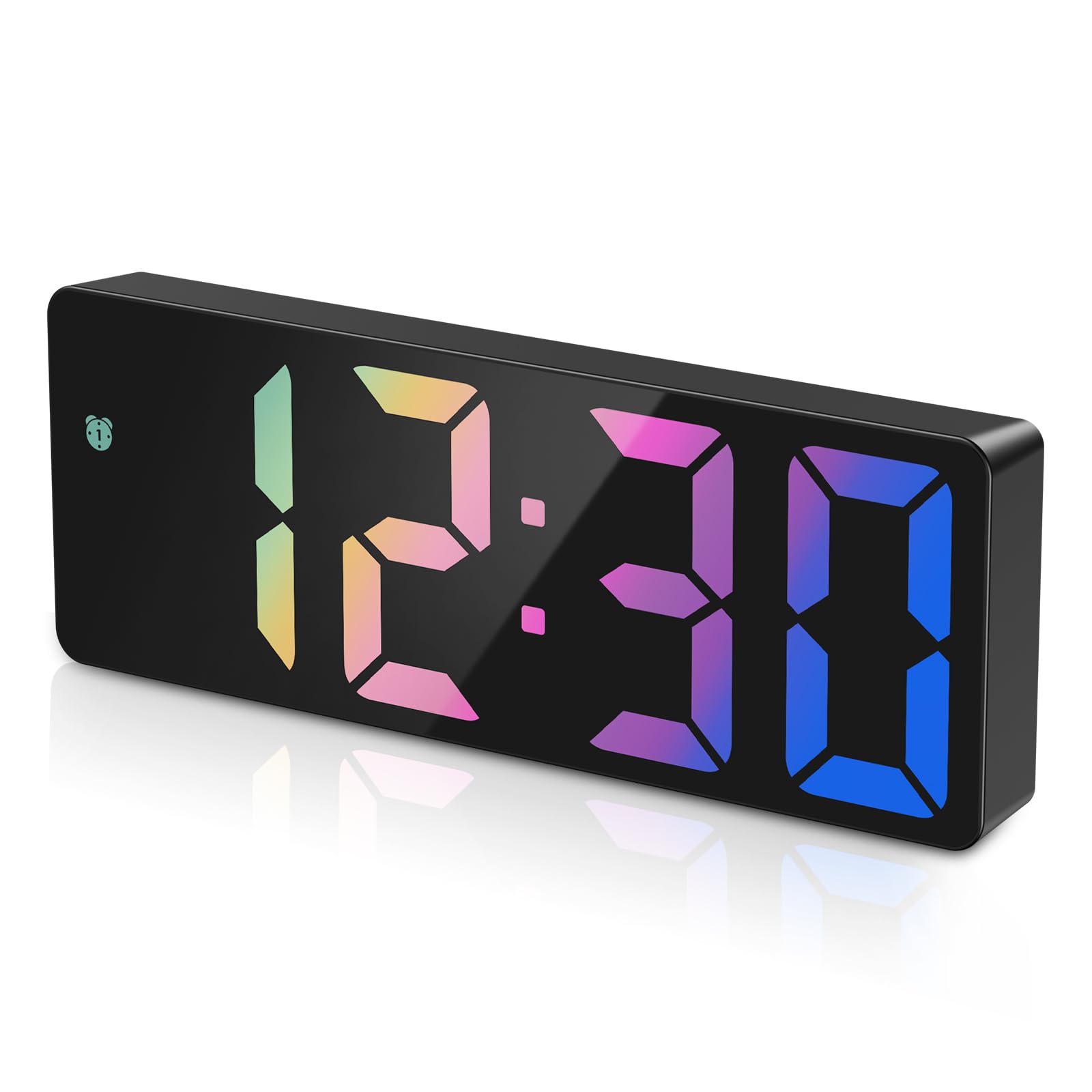 LOFICOPER Digital Alarm Clock, Voice Activated, Colourful LED Display