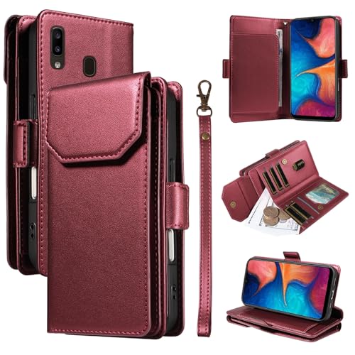 Étui portefeuille pour Samsung Galaxy A40 porte-cartes en similicuir rouge