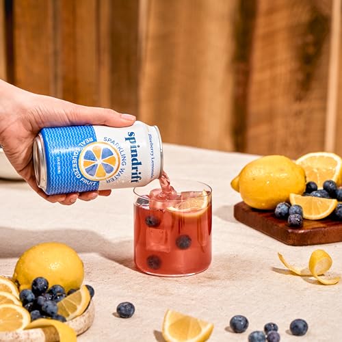 Image of Spindrift Sparkling Water, Blueberry Lemonade Flavored, Made with Real Squeezed Fruit, 12 Fl Oz Cans, Pack of 24 (Only 11 Calories per Can)