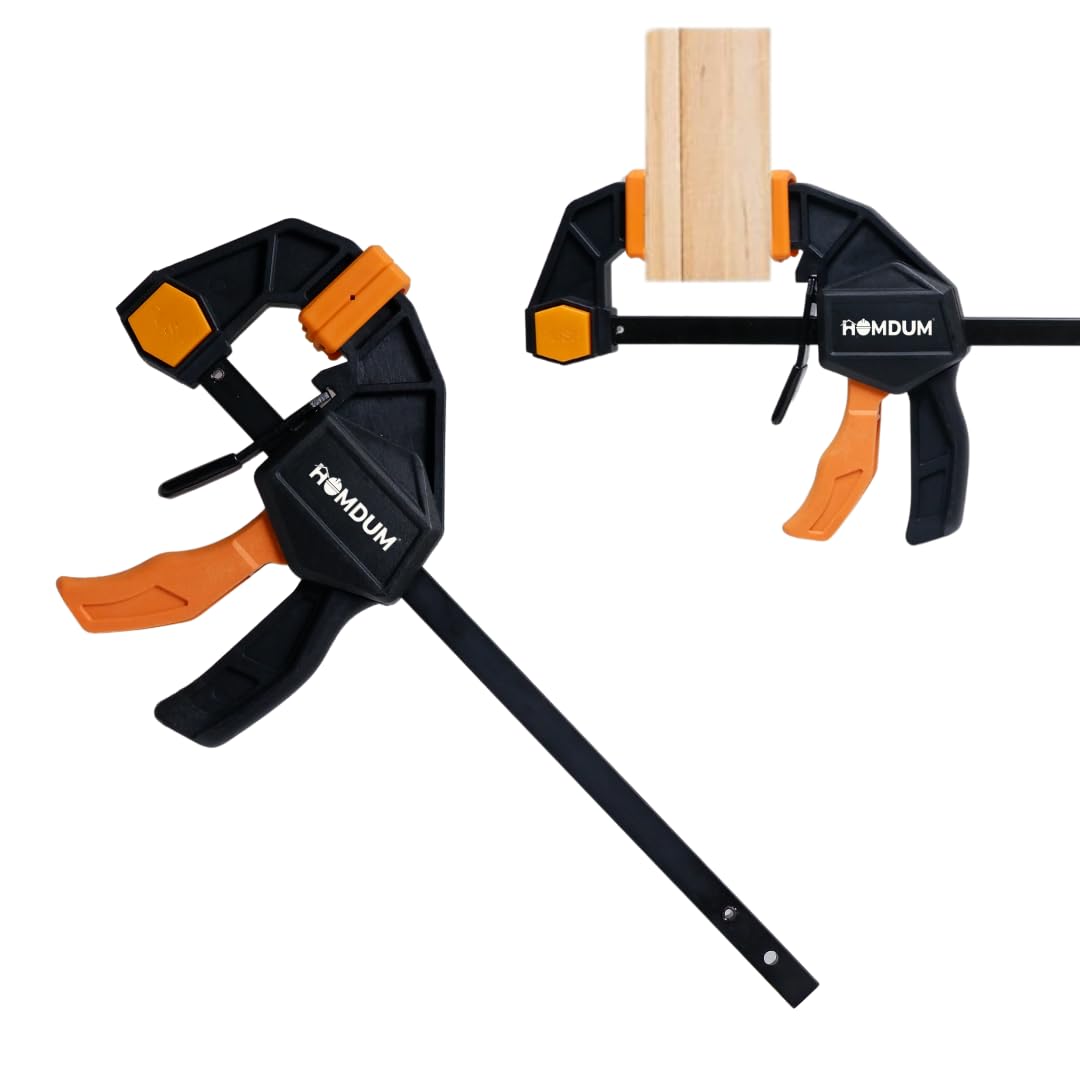 Homdum Quick Grip Bar clamp for woodworking One-Handed Release F type Ratchet clamp wood working size 150 x 60 mm with Durable Nylon Handle & scratchproof rubber grip (6inch)