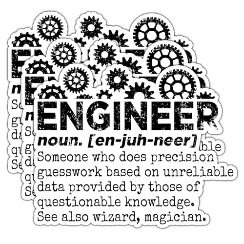 3 Pack Funny Engineer Definition Stickers 2-Inch Mechanical Gear Vinyl Decals, Sarcastic STEM...
