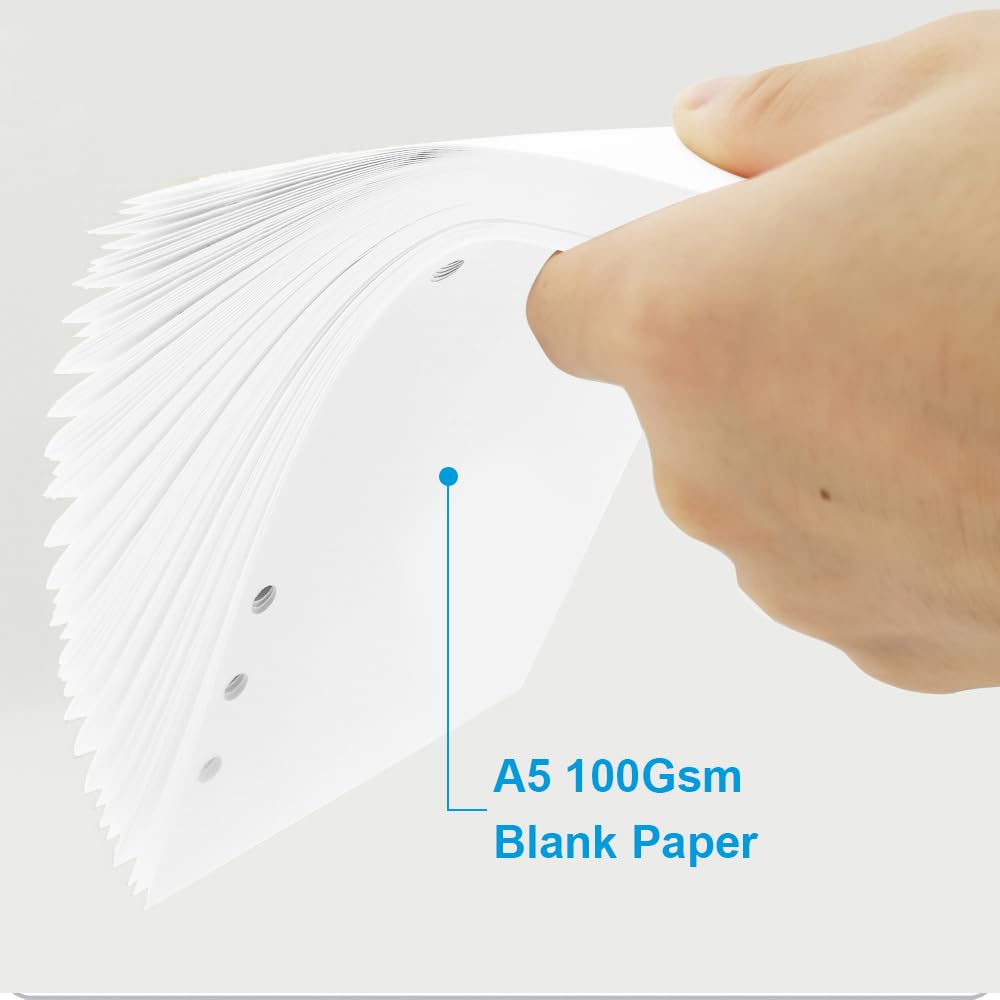 A5 pusty papier do napełniania, 100 arkuszy/200 stron, biały