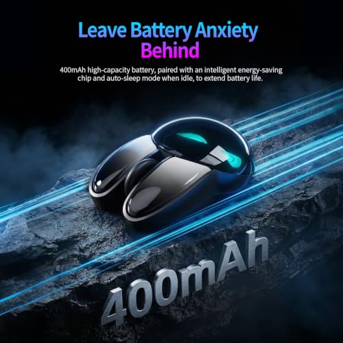 Image of KNOWSQT Wireless Mouse Black Bunny, Bluetooth 2.4G RGB Breathing Light Eyes Rechargeable Silent Mice, Ergonomic Portable Mouse for Laptop Windows PC Computer Desktop Gaming