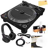 Pioneer DJ PLX-CRSS12 Professional Direct Drive Turntable with DVS Control - Black Bundle with Headphones, TRS-to-RCA Breakout Cable, Slipmat, Cleaning Kit, and Austin Bazaar Polishing Cloth