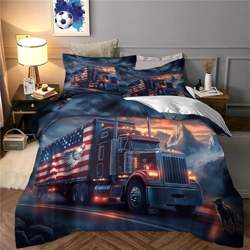 Parure de lit camion américain 3D housse de couette single microfbre douce