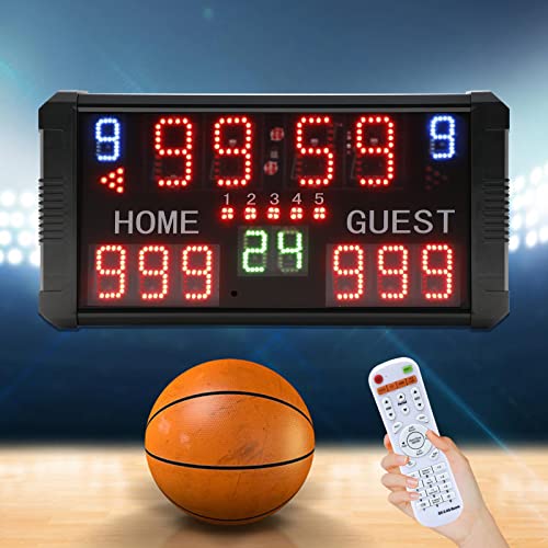 Yz Professional Alluminum Electronic Basketball Scoreboard, 12/14/24/30 Shot Clock Digital Scoreboard With Remote, Countdown Timer Clock Score Keeper For Multisports Indoor #TOP10