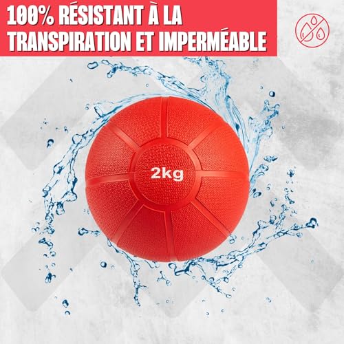 MATCHU - Médecine Ball - Medicine Ball - - Caoutchouc Solide - Disponible en 1, 2, 3, 4 et 5 KG - Disponible en Jaune, Rouge, Vert, Bleu, Noir – Image 5
