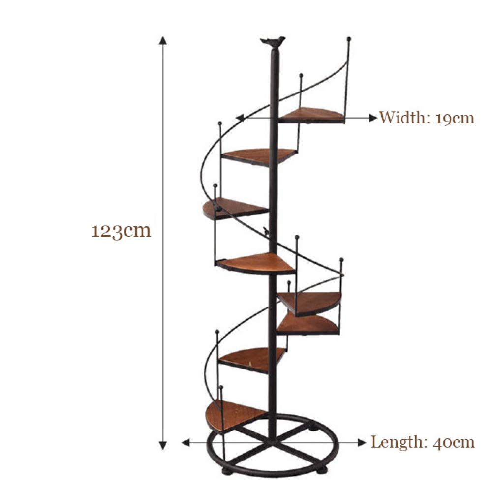 Étagère Pot de Fleur Escalier Colimaçon Métal Fer Noir, 8 Couches