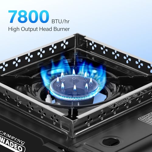 WADEO Three Fuel Portable Camping Stove with Windblocker, 3 in 1 Propane Butane Isobutane Stove with Carrying Case and Stainless Steel Hose Adapters, Gas Camp Stove for Cooking, BBQ, Travel RV, Hiking - Image 5