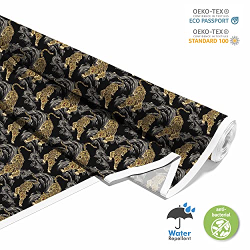 HEKO PANELS Oxford Wasserdichte Meterware Canvas-Stoff Polyester Zum Nähen Nähstoffe Dekostoffe Wasserabweisend Blickdicht Tiger 1 Meter 155 x 100 cm