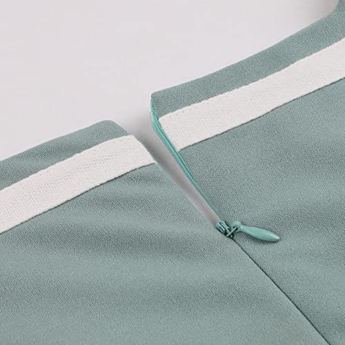 Image of Women 1950s Vintage Short Sleeve Peter Pan Collar Retro Swing A Line Midi Summer Dress Cocktail Party Evening Prom Gown