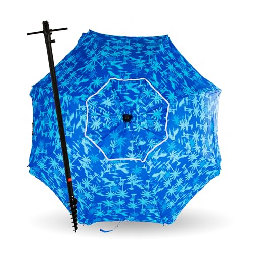 CREVICOSTA QUALITY MARK MARCAS DE CALIDAD - Sombrilla 200 cm con Espiral y Poste de Recorrido Total. Protección total contra los Rayos UV. 8 Varillas (Bahamas)