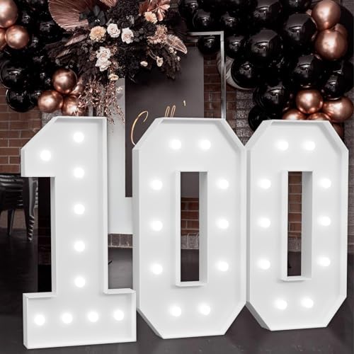 Image of imprsv Marquee Numbers Large 100th-Birthday Decorations 4ft Light Up Number