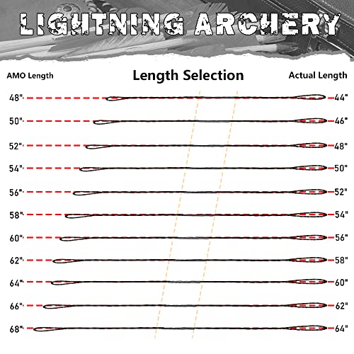 Lightning Archery Flemish D97 Bowstring Replacement For Traditional Longbow And Recurve Bow Hand Braided Replacement Bowstring 14 16 Strands 56-68 Inches (64"-Khaki/Black) #TOP5