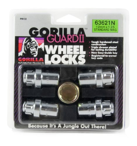 Gorilla Automotive 63621N Chrome Standard Mag Gorilla Guard II Wheel Locks - Set of 4 (12mm x 1.25 Thread Size)