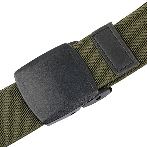 Sportmusies Elastic Belts for Men, Military Style Stretch Webbing Tactical Duty Belt (Army Green,Plastic Buckle)4