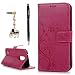 LG K20 Plus Case, LG K20 V Case, LG K10 2017 Case, YOKIRIN Wrist Strap Flip Kickstand PU Leather Wallet Cover Embossed Floral Butterfly with ID&Credit Card Holder 3D Elephant Dust Plug, Rose