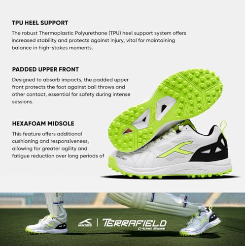 Image of Hundred TerraField Cricket Shoes | TerraSpike Rubber Studs | Embedded Support Plate for Stability | Lightweight & Durable | Ideal for Turf, Ground & Hard Surfaces | for Men