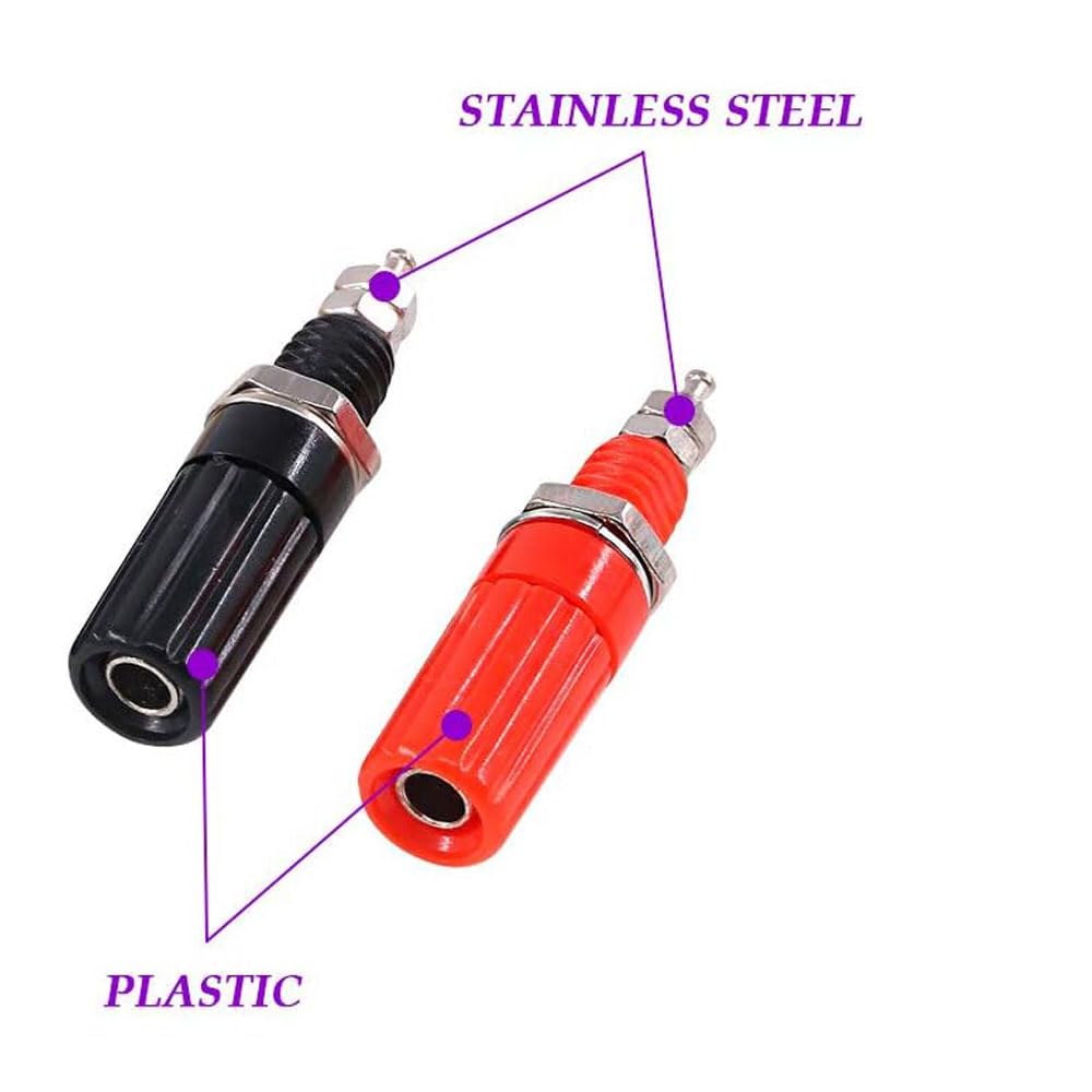 RUNCCI-YUN Lot de 10 4mm Fiche Banane Douille, Fiche Banane Femelle, 4mm fiche enceinte, Haut-Parleur Reliure Femelle Post Socket Jack pour 4mm Banana Fiche Connecteur（rouge noir）