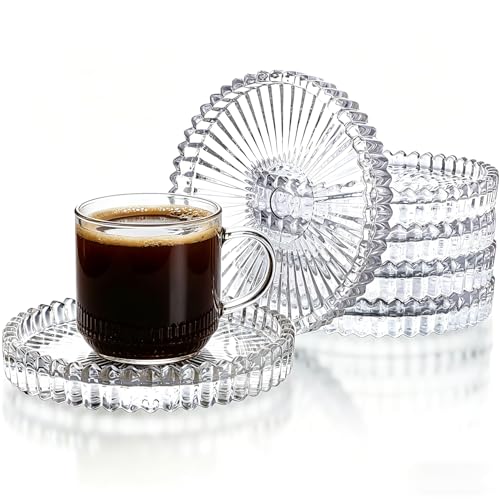 Coasters Set of 6 for Drinks 3.8 Inch Large Coasters for Coffee Table Crystal Coasters Round Cup Coaster for Hot & Cold Drinks Ideal for Coffee Tables Home Kitchen Decor (Clear Set of 6)