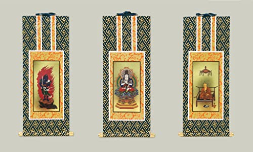 京仏壇いせむら 掛軸3枚セット 紺表装 各宗派・寸法ございます 仏壇掛軸 真言宗 (20代, 真言宗 紺表装)