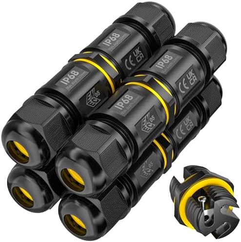 Waterproof Junction Box Outdoor Cable Connectors IP68 Connector External Sleeve Coupler, 2-Way Outdoor Extension Electrical Cable Protector SOMELINE® Connectors Cable Diameter Ø 5mm-9mm (Pack of 4)