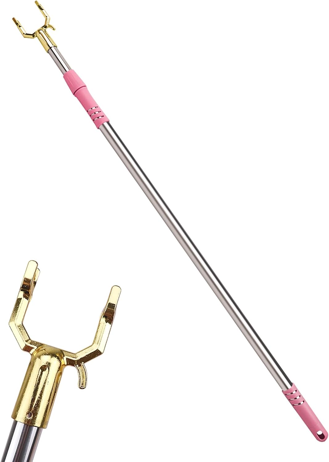 Closet Pole Hook, 1.5 Meters (59in) Closet Hook Pole, Telescopic Closet