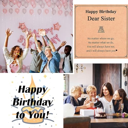 Image of Birthday Gifts for Sister, Sister Birthday Gift Ideas from Sister, Unique Birthday Bracelet Presents with Happy Birthday Sister Card, Small, Pink