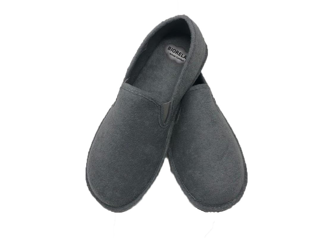 Zapatillas de Estar por Casa/Biorelax/Hombre/Primavera-Verano/Talón Cerrado/Algodón Rizo/Talón Acolchado/Color Gris