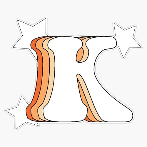 Miniatura 1 de Calcomanía impermeable de vinilo retro K (naranja) para coche, laptop, pared, ventana, 5 pulgadas