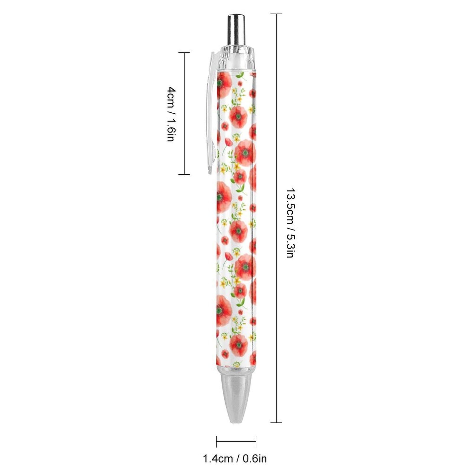 Stylo Gel Niapessel 0,5 Mm - Pointe Fine, Encre Noire Fluide, Motif Coquelicot - Idéal Pour école, Bureau, Cadeau