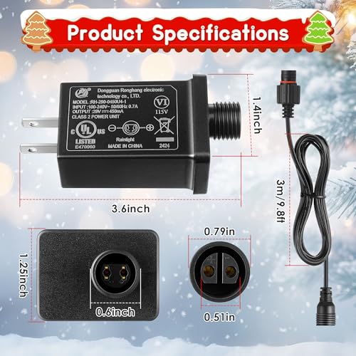 Image of 4 Pack 29V 13W Class 2 Power Supply, Christmas Tree Light Adapter with 9.8Ft Extension Cord, IP44 Waterproof Low Voltage LED Transformer for Christmas String Lights,Holiday & Seasonal Inflatable Decor