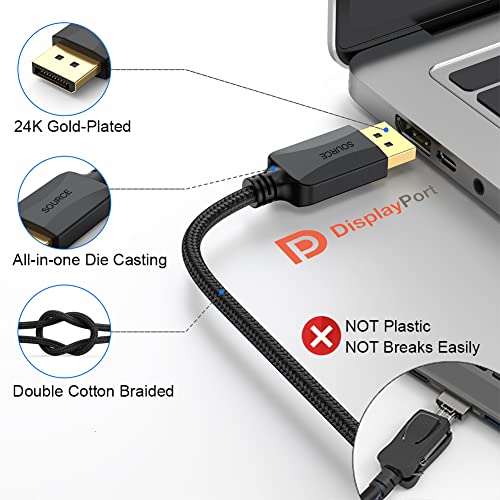 Displayport To Hdmi Cable 6 Feet 2-Pack, Thin Display Port Dp To Hdmi Adapter Male To Male Cord Gold-Plated Braided Fhd Supports Video And Audio Compatible With Dell, Hp, Insignia, Samsung, More #TOP6