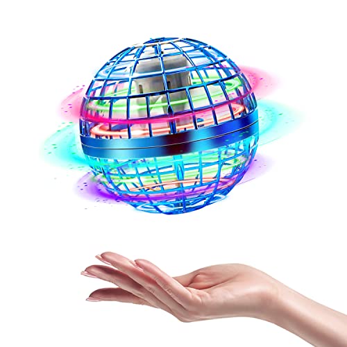 Fliegender Ball, Mini Drohne Spielzeug für Kinder, Flying Ball Boomerang Ball mit LED Licht, Hand Controlled Hover Ball, Flying Orb Ball, Flugzeug Spielzeug für Jungen Mädchen - Blau