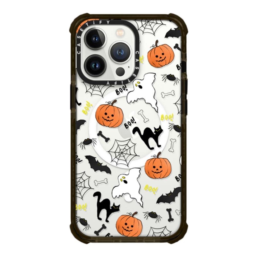 Casetify Ultra Impact Case for iPhone 13 Pro Compatible with Magsafe - Boo! its Halloween - Clear Black