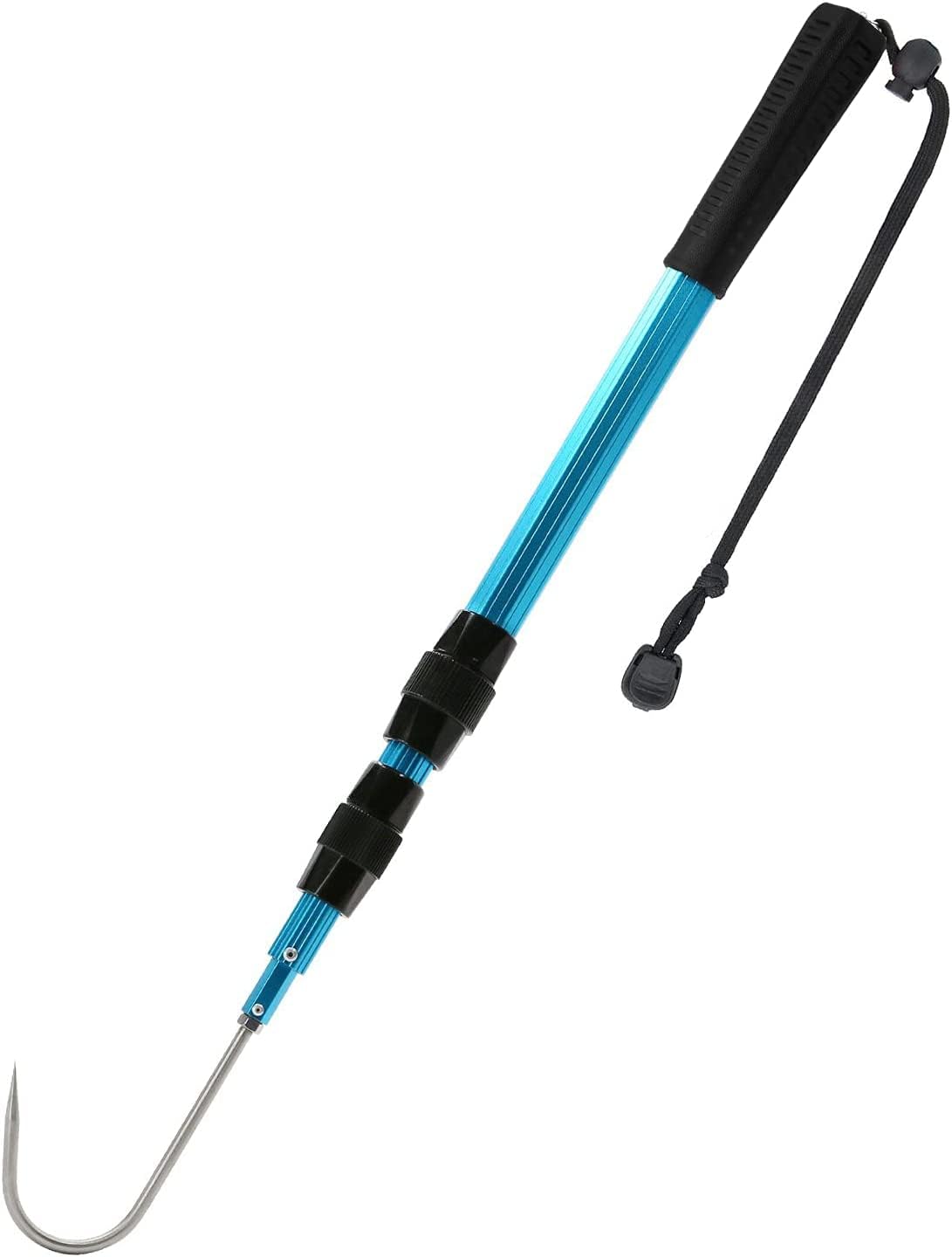 SANLIKE Telescopic Fish Gaff with Stainless Sea Fishing Spear Hook Tackle, Soft Handle Aluminium Alloy Pole for Saltwater Offshore Ice Tool