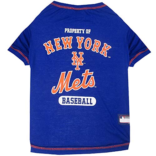 MLB New York Mets Dog T-Shirt, X-Small. - Licensed Shirt for Pets Team Colored with Team Logos. - Premium Stretchable Materials for The Comfort of Your Dog & cat.