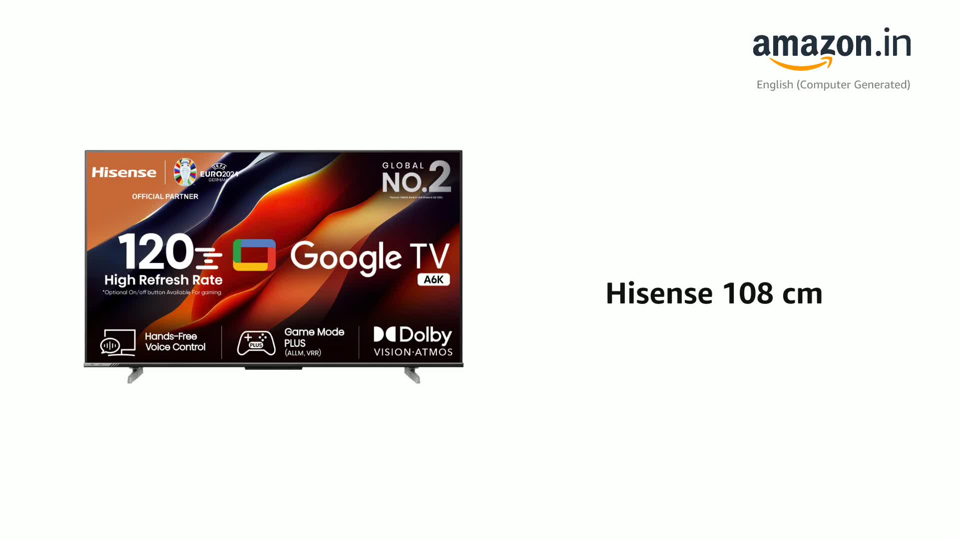 Hisense 108 cm (43 inches) Bezelless Series 4K Ultra HD Smart LED