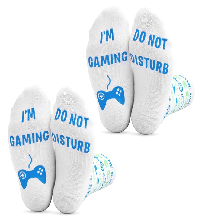 Kids Novelty Gaming Socks 2 Pack - "Do Not Disturb, I'm Gaming" - Age 10-14