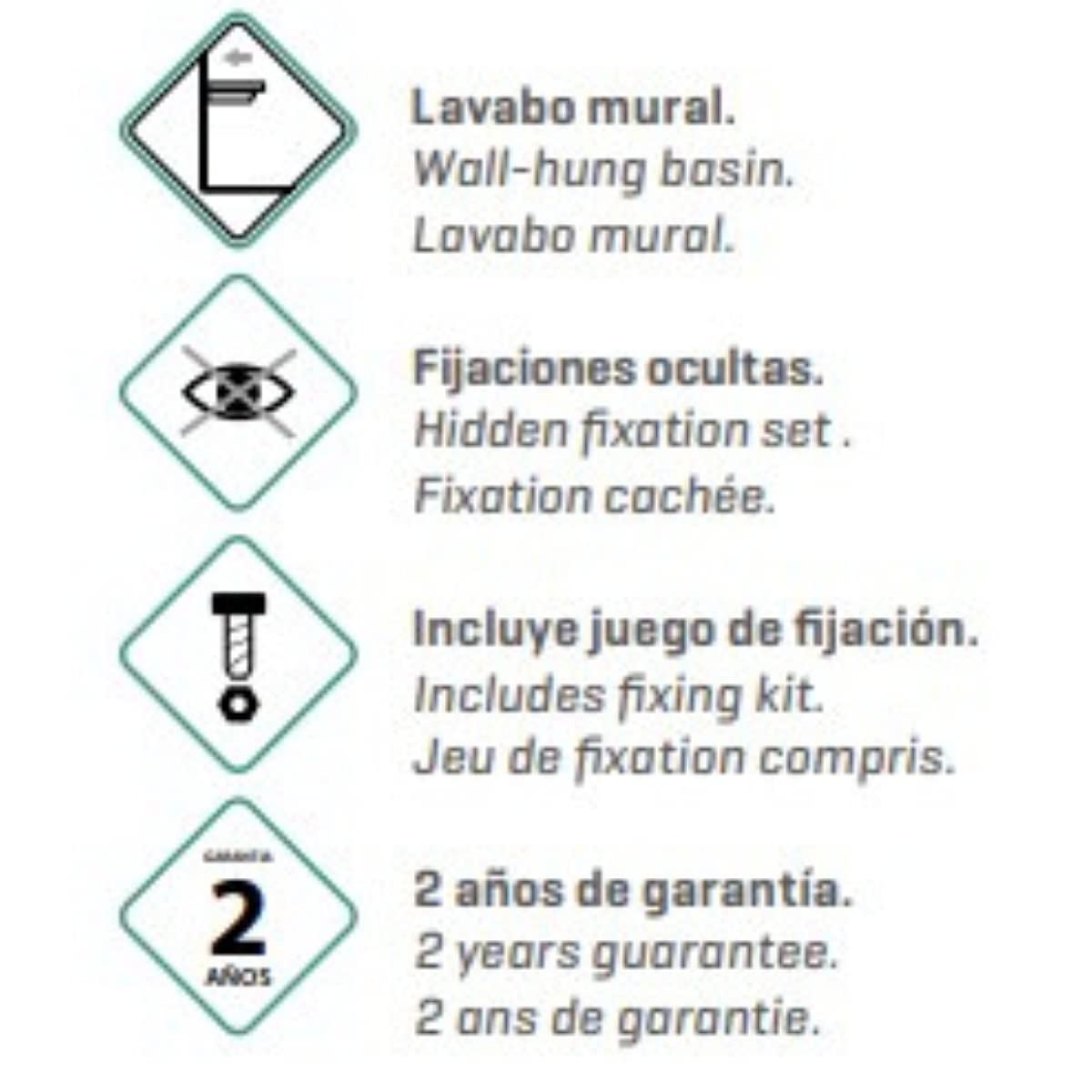 Lavabo Mural Cerámico Blanco Suspendido | Lavamanos de Baño Redondo