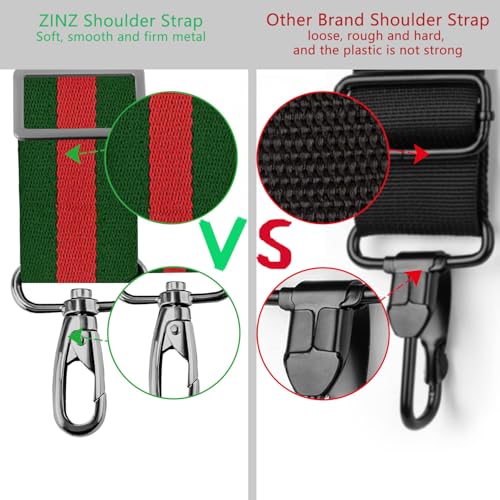 Image of ZINZ 79 inch Shoulder Strap, Extra-thick Fixed Cushion Pad and Dual Clasps Universal Replacement Strap with Metal Swivel Hooks for Laptop Bags, Luggage Bags, Camera, Crossbody(Stripes-GrWGr)