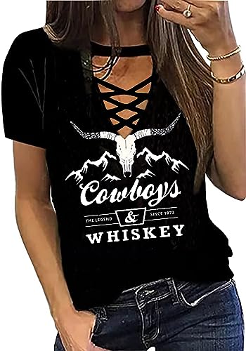 Cowboy Whiskey - Camiseta de manga corta para mujer, diseño vintage de música country occidental, Como se muestra-003, S